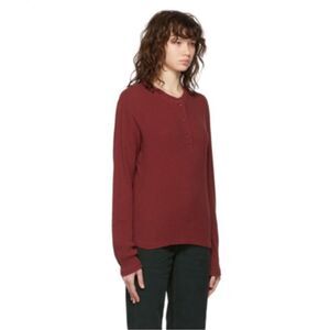 Re/Done Thermal Hanley Long Sleeve Top in Brick Size S